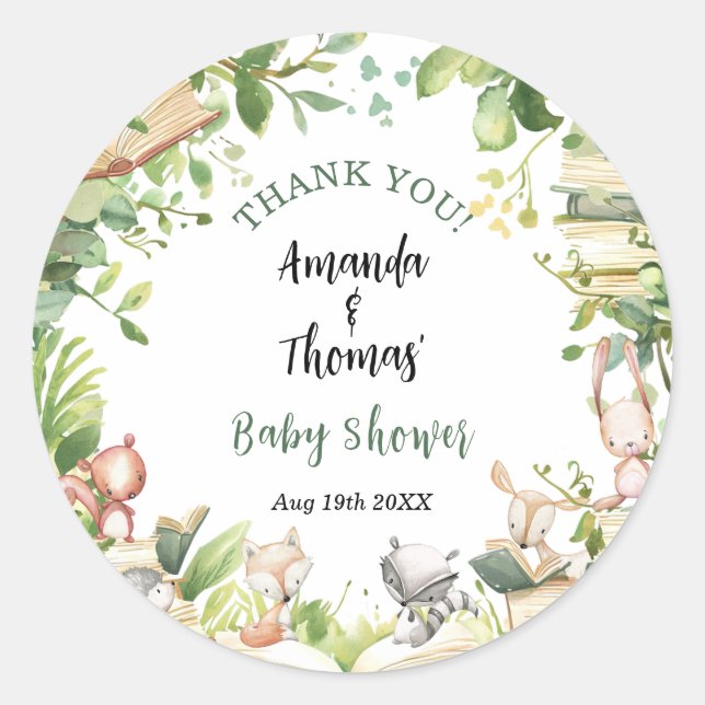New Chapter Themed Baby Shower Thank You Classic Round Sticker (Front)
