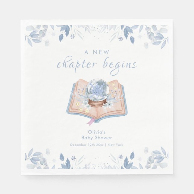 New Chapter Winter Floral Snowball Baby Shower  Napkins (Front)