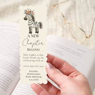 New Chapter zebra Baby Shower Favor Bookmark