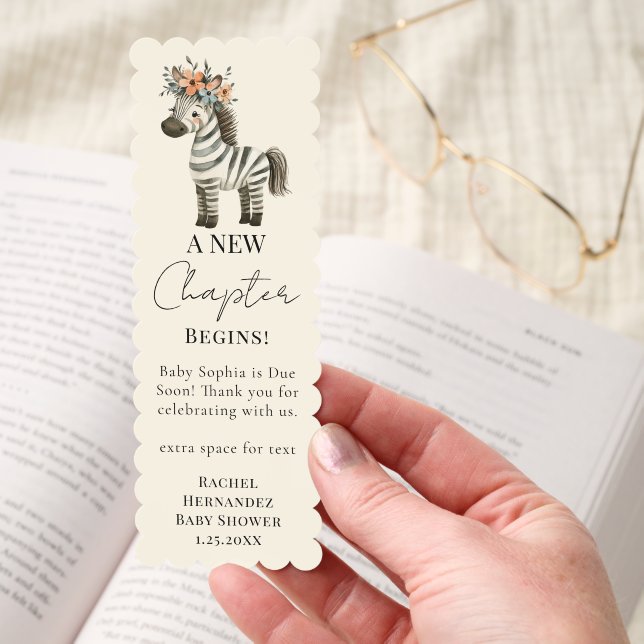 New Chapter zebra Baby Shower Favor Bookmark (Hand)