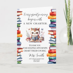 New Charter Teacher Appreciation Book Quote Gift  Card