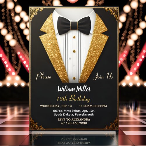 New Chic Suit Award Men Adult Tuxedo 18th Birthday Invitation