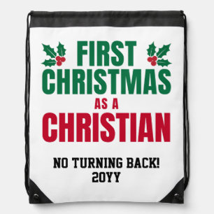 NEW CHRISTIAN FIRST CHRISTMAS DRAWSTRING BAG
