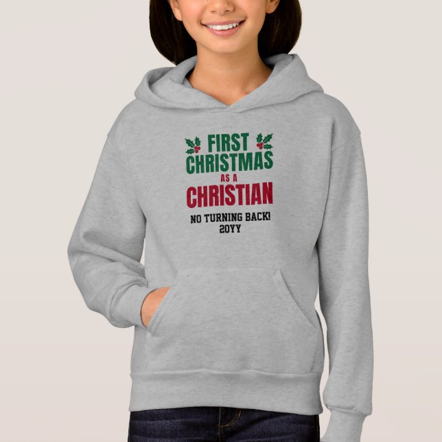 NEW CHRISTIAN FIRST CHRISTMAS Kids Hoodie (Front)