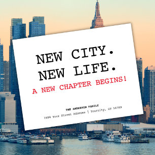 New City New Life Bold Minimalist Moving Announcement Postcard