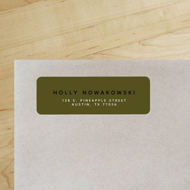 New Classic Modern Moss Green Return Address Label ("Everyday is abundantly beautiful." 
Sincerely Best Wishes from Lucky Design World)