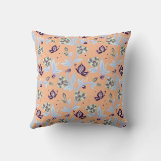 New collection of peach color with butterflies throw pillow