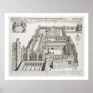 New College, Oxford, from 'Oxonia Illustrata', pub Poster