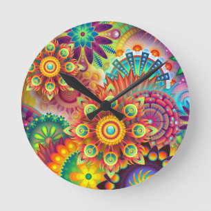 New Colorful Abstract BackGround Round Clock