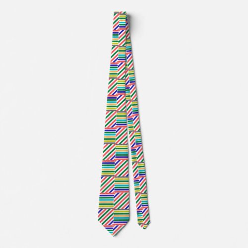 New colorful geometric squares seamless patterns neck tie