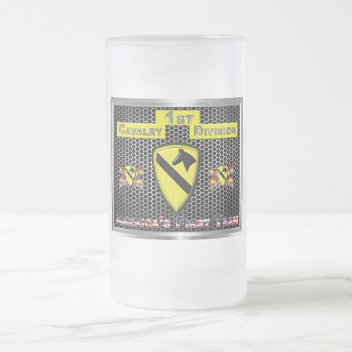 New Cool Redesigned 1st Cavalry Division Frosted Glass Beer Mug