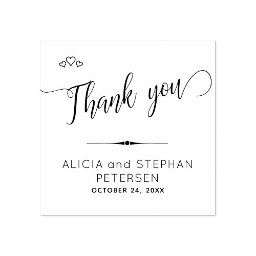 New Couple Mr and Mrs Name Wedding Thank You Rubber Stamp