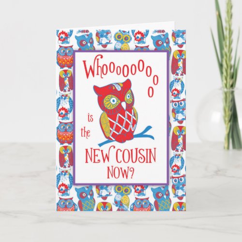 New Cousin Congratulations Cute Owls Card