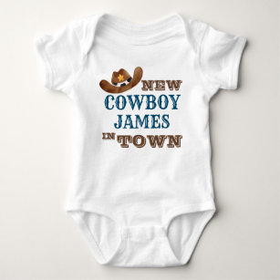 New cowboy in town personalized name baby baby bodysuit