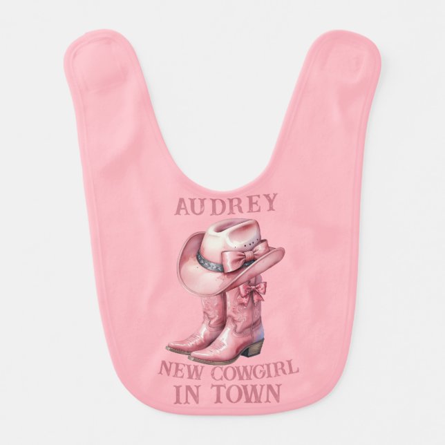 New Cowgirl In Town Baby Bib (Front)