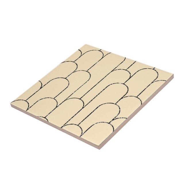 New Cream and Black Art Deco Ceramic Ceramic Tile (Side)