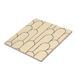 New Cream and Black Art Deco Ceramic Tile