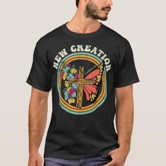 New Creation Jesus Christian Cross Butterfly Hippi T-Shirt
