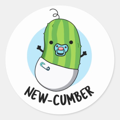 New_cumber Funny Veggie Cucumber Pun Classic Round Sticker