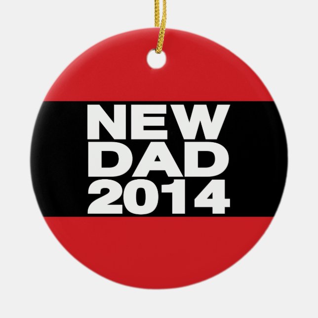 New Dad 2014 Lg Red Ceramic Ornament (Front)