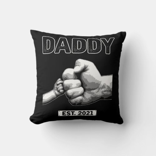New Dad 2021 Daddy Fist Bump Son and Father Throw Pillow