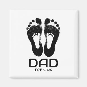 New Dad Baby Footprints Established Date Magnet
