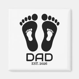 New Dad Baby Footprints Established Date Magnet