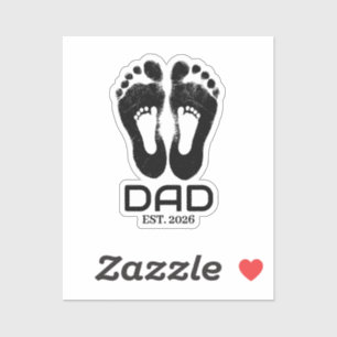 New Dad Baby Footprints Established Date Sticker