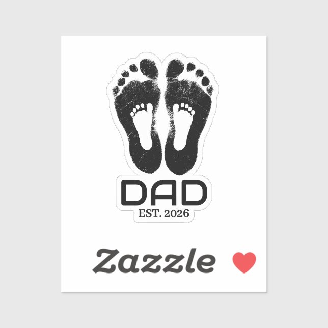 New Dad Baby Footprints Established Date  Sticker (Sheet)