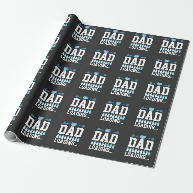 New Dad Baby Loading Diaper Pregnancy Announcement Wrapping Paper (Unrolled)