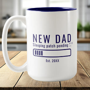 New Dad Battery Loading Sleeping Patch Blue Two-Tone Coffee Mug