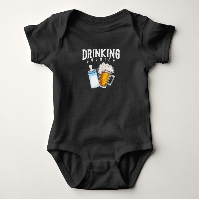 New Dad Beer and Milk Joke Baby Bodysuit (Front)