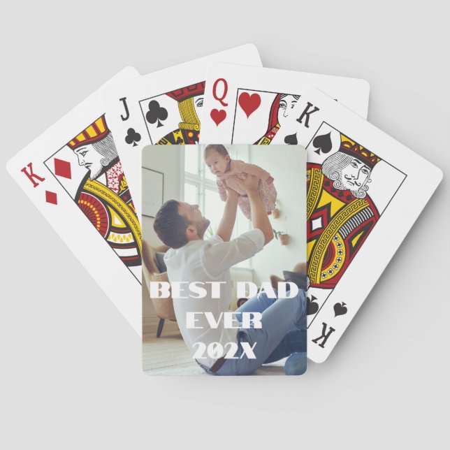 New Dad Best Ever - Custom Full Photo Poker Cards (Back)