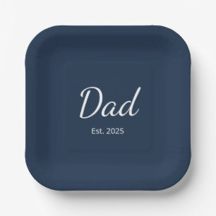 New Dad Blue Minimalist Father's Day Party Paper Plates