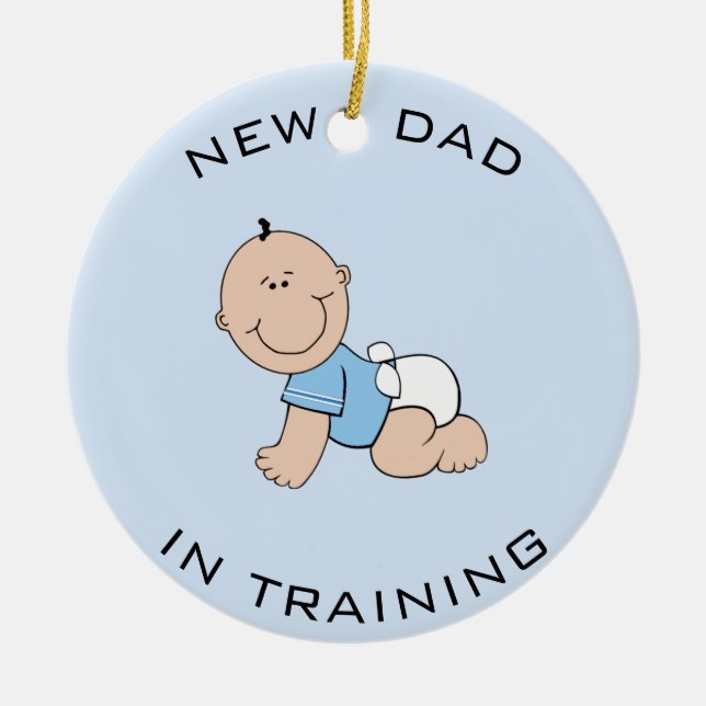 New Dad Boy Ceramic Ornament (Front)
