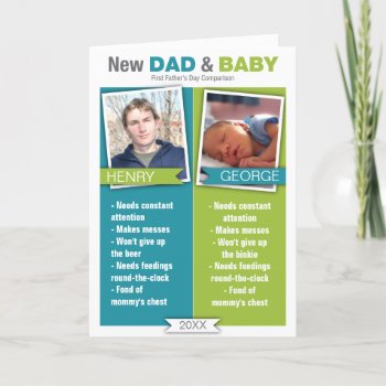 New Dad Comparison Father's Day Card by wrkdesigns at Zazzle