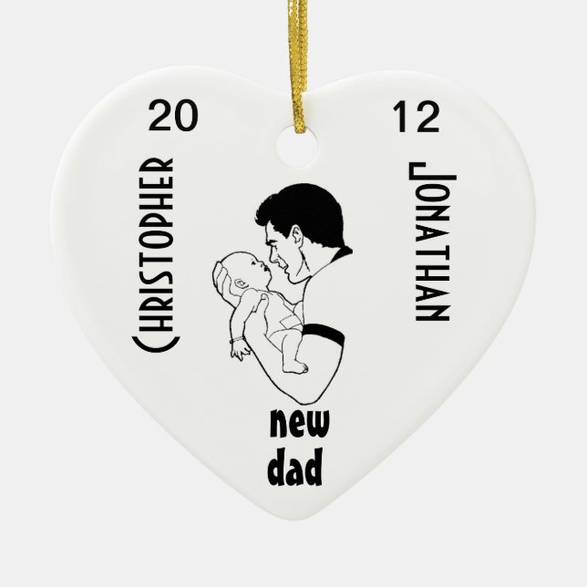New Dad - Customizable Ceramic Ornament (Front)
