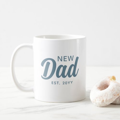 New Dad Dusty Blue White Established Personalized Coffee Mug