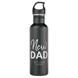 New Dad Established Date Personalized Stainless Steel Water Bottle