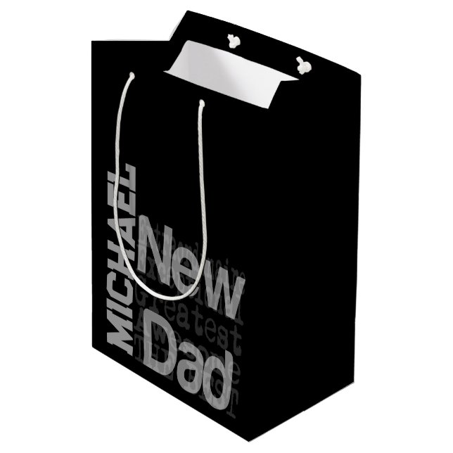 New Dad Extraordinaire CUSTOM Medium Gift Bag (Back Angled)