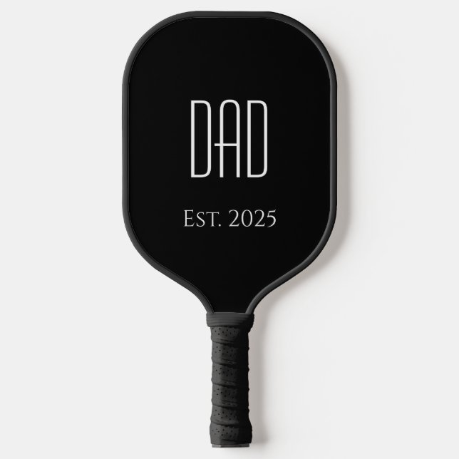 New Dad Father's Day Black White Minimalist Pickleball Paddle (Front)