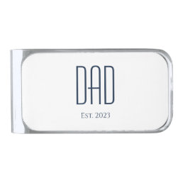 New Dad Father&#39;s Day Gift Simple Typography  Silver Finish Money Clip