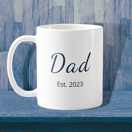 New Dad Fathers Day Minimalist Blue Typography Coffee Mug