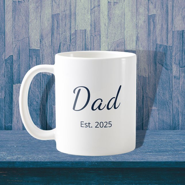 New Dad Father's Day Minimalist Blue Typography Coffee Mug (Creator Uploaded)