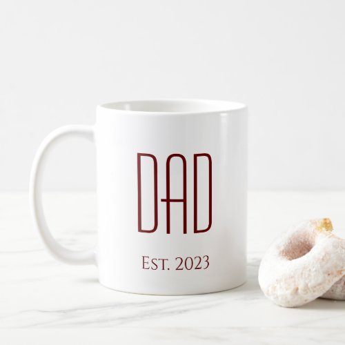 New Dad Fathers Day Modern Simple Red White   Coffee Mug