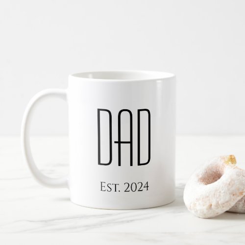 New Dad Fathers Day Simple Modern Black White   Coffee Mug