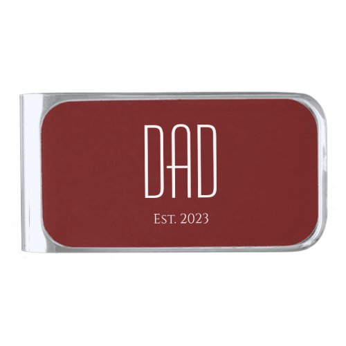 New Dad Fathers Day Simple Red Silver Finish Money Clip