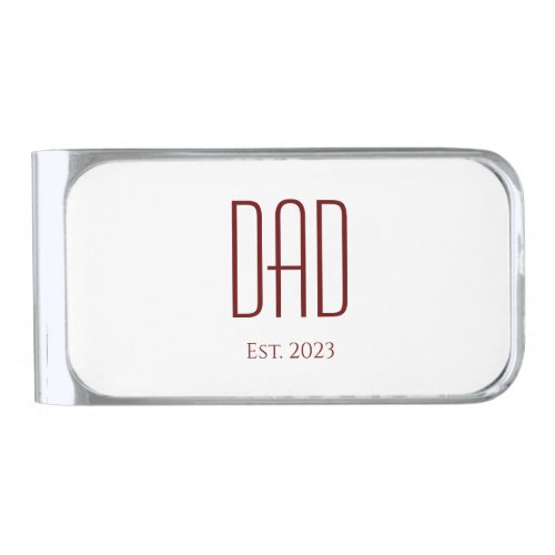 New Dad Fathers Day Simple Red Typography Silver Finish Money Clip