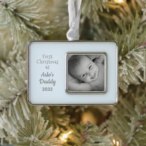 New Dad First Christmas as Daddy Baby Boy Photo Christmas Ornament