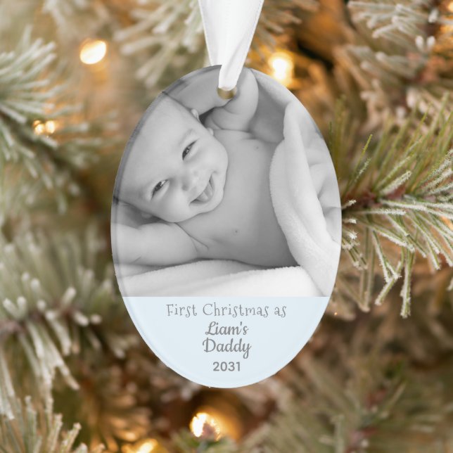New Dad First Christmas as Daddy Personalize Photo Ornament (Tree)